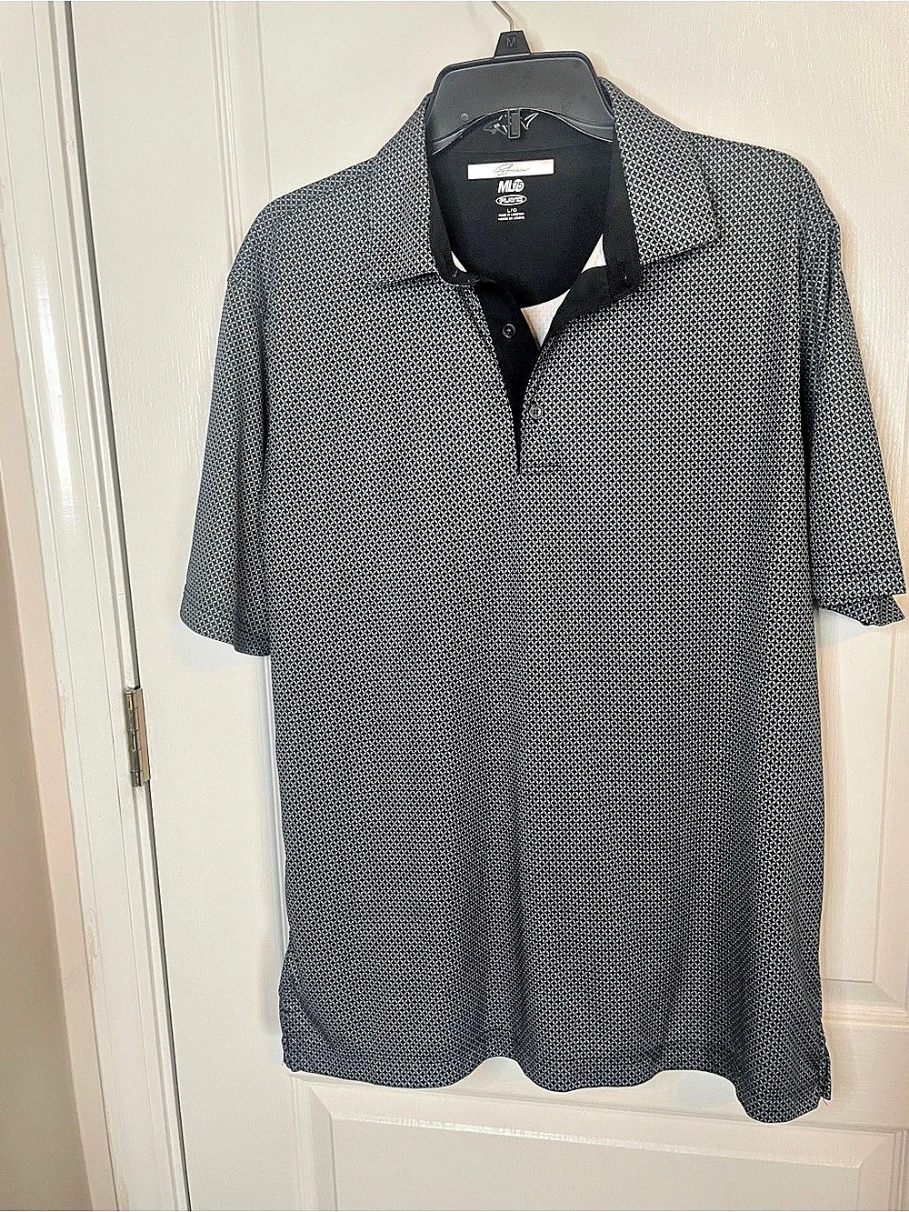 Greg Norman ML75 Men's Geometric Polo Black & White Size Large Like New
